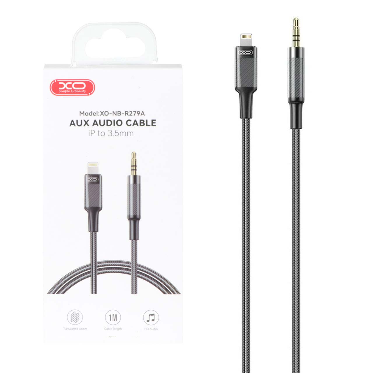 تبدیل XO AUX TO Lightning مدل XO-NB-R279A - خاکستری